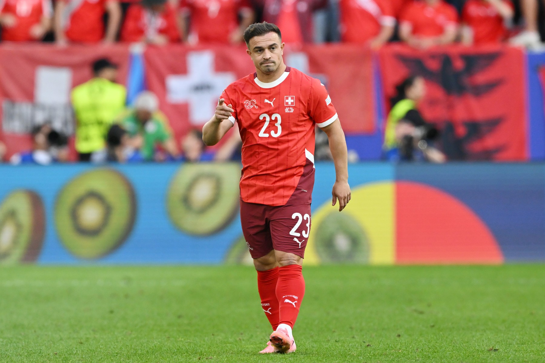 7/6/2024 - DUSSELDORF - Xherdan Shaqiri of Switzerland during the UEFA EURO 2024 quarter-final match between England and Switzerland at Dusseldorf Arena on July 6, 2024 in Dusseldorf, Germany. ANP | Hollandse Hoogte | GERRIT VAN COLOGNE /ANP/Sipa USA,Image: 887830293, License: Rights-managed, Restrictions: *** World Rights Except Belgium, France, Germany, The Netherlands, and the UK ***  BELOUT DEUOUT FRAOUT GBROUT NLDOUT, Model Release: no, Credit line: ANP / ddp USA / Profimedia