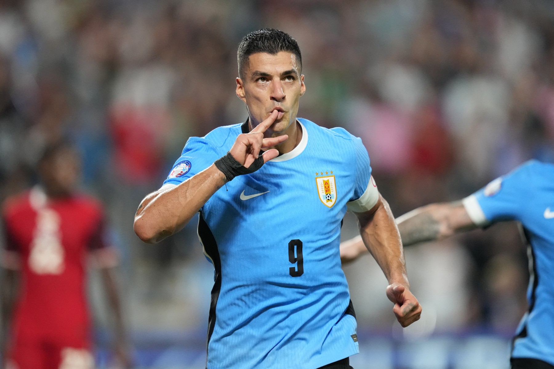 CHARLOTTE, NORTH CAROLINA - JULY 13: Luis Suarez of Uruguay celebrates after scoring the team's second goal during the CONMEBOL Copa America 2024 third place match between Uruguay and Canada at Bank of America Stadium on July 13, 2024 in Charlotte, North Carolina.   Grant Halverson,Image: 889578675, License: Rights-managed, Restrictions: , Model Release: no, Credit line: GRANT HALVERSON / Getty images / Profimedia