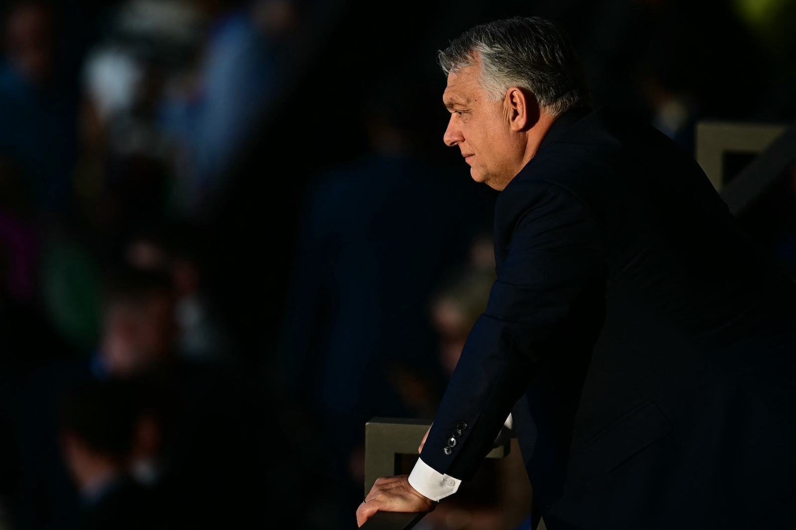 Hungary's Prime Minister Viktor Orban looks on ahead of the UEFA Euro 2024 final football match between Spain and England at the Olympiastadion in Berlin on July 14, 2024.,Image: 889688897, License: Rights-managed, Restrictions: , Model Release: no, Credit line: Tobias SCHWARZ / AFP / Profimedia