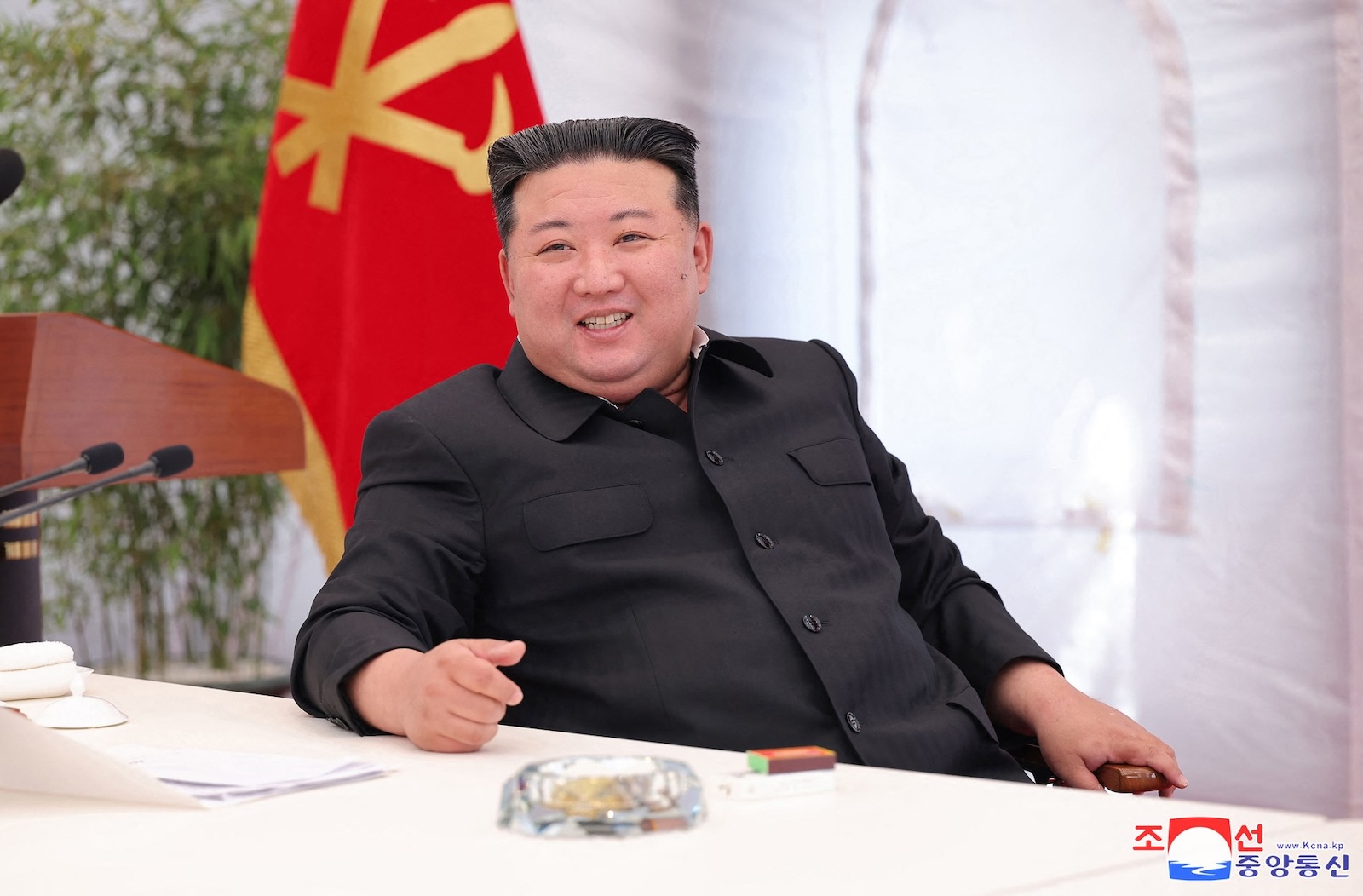 This picture taken on July 15, 2024 and released by North Korea's official Korean Central News Agency (KCNA) via KNS on July 16 shows North Korean leader Kim Jong Un attending a meeting held at the construction site of a shallow sea aquaculture facility in Sinpo in South Hamgyong Province.,Image: 889917839, License: Rights-managed, Restrictions: South Korea OUT / ---EDITORS NOTE--- RESTRICTED TO EDITORIAL USE - MANDATORY CREDIT "AFP PHOTO/KCNA VIA KNS" - NO MARKETING NO ADVERTISING CAMPAIGNS - DISTRIBUTED AS A SERVICE TO CLIENTS
THIS PICTURE WAS MADE AVAILABLE BY A THIRD PARTY. AFP CAN NOT INDEPENDENTLY VERIFY THE AUTHENTICITY, LOCATION, DATE AND CONTENT OF THIS IMAGE., ***
HANDOUT image or SOCIAL MEDIA IMAGE or FILMSTILL for EDITORIAL USE ONLY! * Please note: Fees charged by Profimedia are for the Profimedia's services only, and do not, nor are they intended to, convey to the user any ownership of Copyright or License in the material. Profimedia does not claim any ownership including but not limited to Copyright or License in the attached material. By publishing this material you (the user) expressly agree to indemnify and to hold Profimedia and its directors, shareholders and employees harmless from any loss, claims, damages, demands, expenses (including legal fees), or any causes of action or allegation against Profimedia arising out of or connected in any way with publication of the material. Profimedia does not claim any copyright or license in the attached materials. Any downloading fees charged by Profimedia are for Profimedia's services only. * Handling Fee Only 
***, Model Release: no, Credit line: STR / AFP / Profimedia