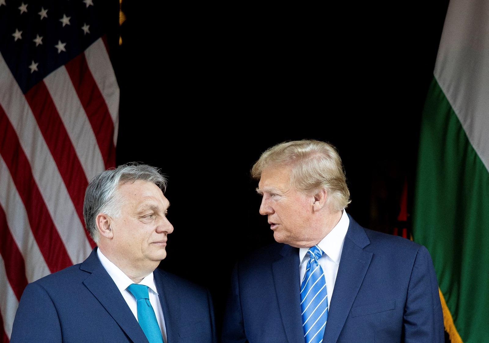 This handout photograph taken and released on March 8, 2024, by the Press Office of the Hungarian Prime Minister, shows Hungarian Prime Minister Viktor Orban (L) and former US President and Republican presidential candidate, Donald Trump during their meeting at Trump's Mar-a-Lago residence in Palm Beach, Florida.,Image: 855167399, License: Rights-managed, Restrictions: RESTRICTED TO EDITORIAL USE - MANDATORY CREDIT "AFP PHOTO / PRESS OFFICE OF THE HUNGARIAN PRIME MINISTER" - NO MARKETING NO ADVERTISING CAMPAIGNS - DISTRIBUTED AS A SERVICE TO CLIENTS
ALTERNATIVE CROP, ***
HANDOUT image or SOCIAL MEDIA IMAGE or FILMSTILL for EDITORIAL USE ONLY! * Please note: Fees charged by Profimedia are for the Profimedia's services only, and do not, nor are they intended to, convey to the user any ownership of Copyright or License in the material. Profimedia does not claim any ownership including but not limited to Copyright or License in the attached material. By publishing this material you (the user) expressly agree to indemnify and to hold Profimedia and its directors, shareholders and employees harmless from any loss, claims, damages, demands, expenses (including legal fees), or any causes of action or allegation against Profimedia arising out of or connected in any way with publication of the material. Profimedia does not claim any copyright or license in the attached materials. Any downloading fees charged by Profimedia are for Profimedia's services only. * Handling Fee Only 
***, Model Release: no, Credit line: ZOLTAN FISCHER / AFP / Profimedia