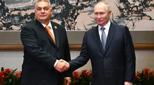 8537557 17.10.2023 Hungarian Prime Minister Viktor Orban and Russian President Vladimir Putin shake hands before their meeting as part of the 3rd Belt and Road Forum at the Diaoyutai State Guest House in Beijing, China.,Image: 814362447, License: Rights-managed, Restrictions: Editors' note: THIS IMAGE IS PROVIDED BY RUSSIAN STATE-OWNED AGENCY SPUTNIK., Model Release: no, Credit line: Grigory Sysoev / Sputnik / Profimedia