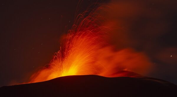 CATANIA, ITALY - JULY 23: A view of Etna volcano during spewed ash and lava strongly in Catania, Italy on July 23, 2024. In the evening of 22 July, strong strombolian activity started from Voragine Crater and continued with ups and downs throughout the night, culminating in a paroxysmal event at dawn that lasted until late morning on 23 July. The ash column reached a height of more than 8 km and, carried by the wind in a southerly direction, reached the city of Catania, where more than 1200 tonnes of volcanic ash have been removed in the last few days due to the recent eruptions; the ash reached Catania International Airport, forcing the suspension of air traffic, with many flights being diverted to other airports on the island or cancelled. Salvatore Allegra / Anadolu/ABACAPRESS.COM,Image: 891655725, License: Rights-managed, Restrictions: , Model Release: no, Credit line: AA/ABACA / Abaca Press / Profimedia