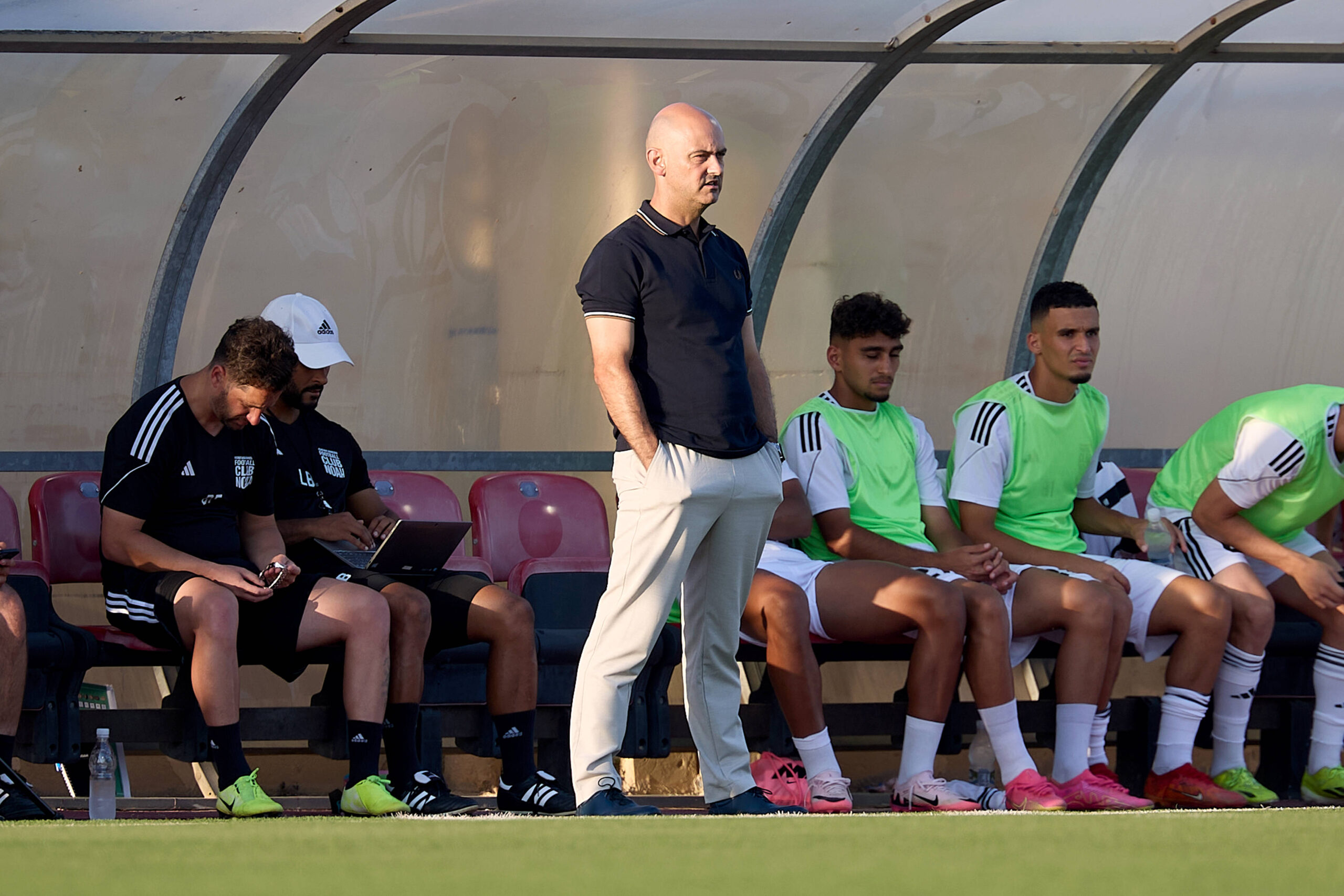 TA QALI, MALTA - AUGUST 01: Rui Mota, head coach of Noah is gesturing during the UEFA Europa Conference League, Second Qualifying Round, 2nd Leg soccer match between Sliema Wanderers and Noah, at the Centenary Stadium, Ta Qali, Malta on 01 August 2024. Sliema Wanderers v Noah - UEFA Europa Conference League 2024/2025, Second Qualifying Round, 2nd Leg