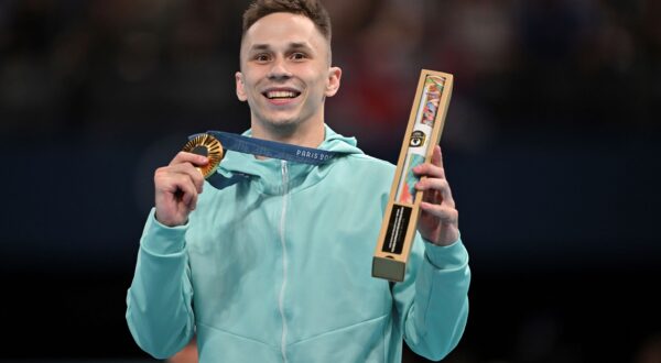 LITVINOVICH Ivan of Individual Neutral Athletes attends a victory ceremony in the Paris Olympics at the Bercy Arena in Paris