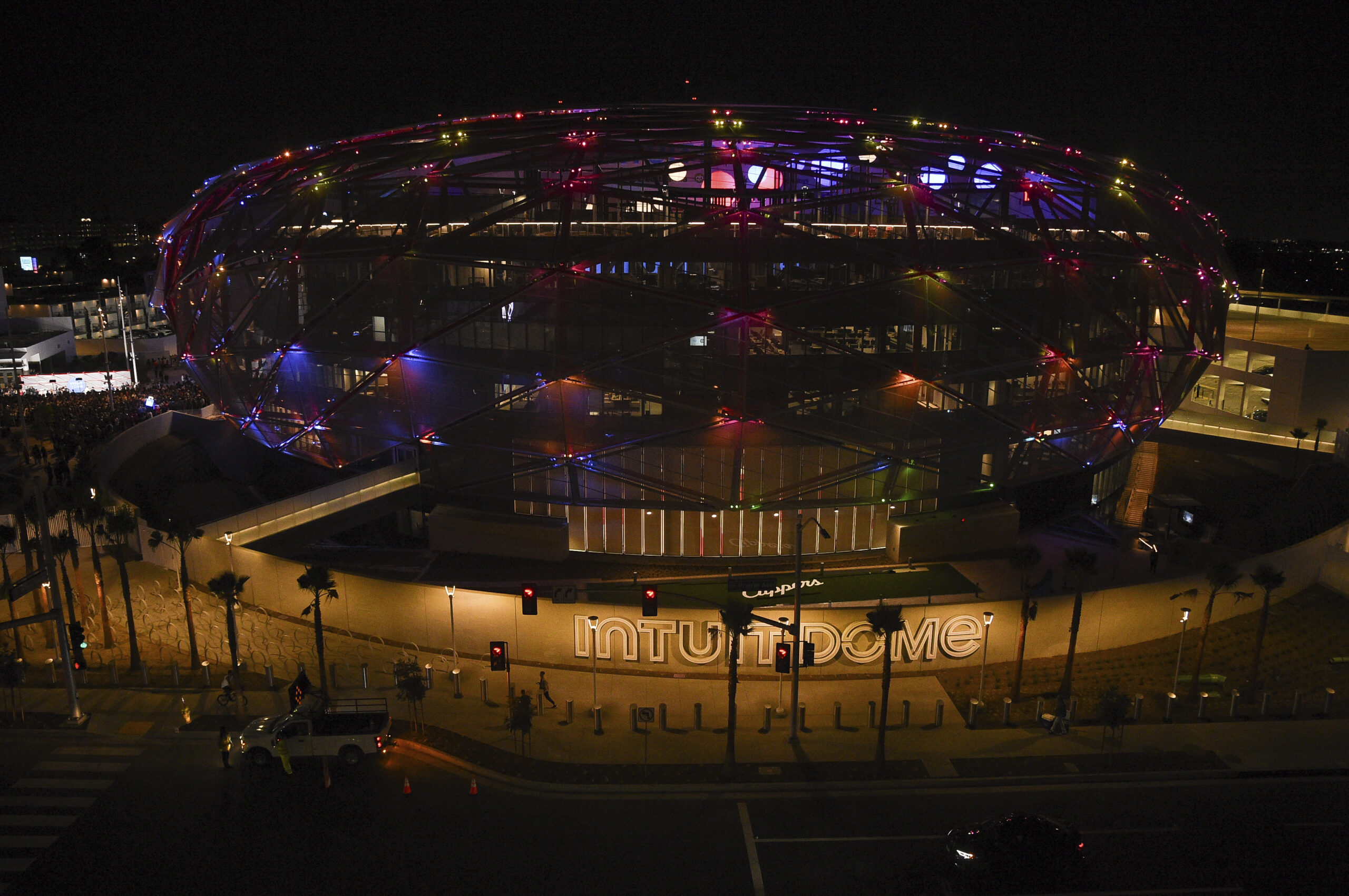 A view of the Intuit Dome arena on opening night on Thursday, Aug. 15, 2024, in Inglewood, Calif. (Photo by Richard Shotwell/Invision/AP)