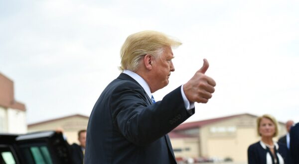 US President Donald Trump speaks to the press upon arrival at Yeager Airport in Charleston, West Virginia on August 21, 2018.  Trump  said he was 'very sad' about Manafort conviction. Donald Trump's former campaign chief Paul Manafort was found guilty of fraud Tuesday, in the first trial resulting from the investigation into Russian meddling in the 2016 presidential election.,Image: 383524668, License: Rights-managed, Restrictions: , Model Release: no, Credit line: MANDEL NGAN / AFP / Profimedia