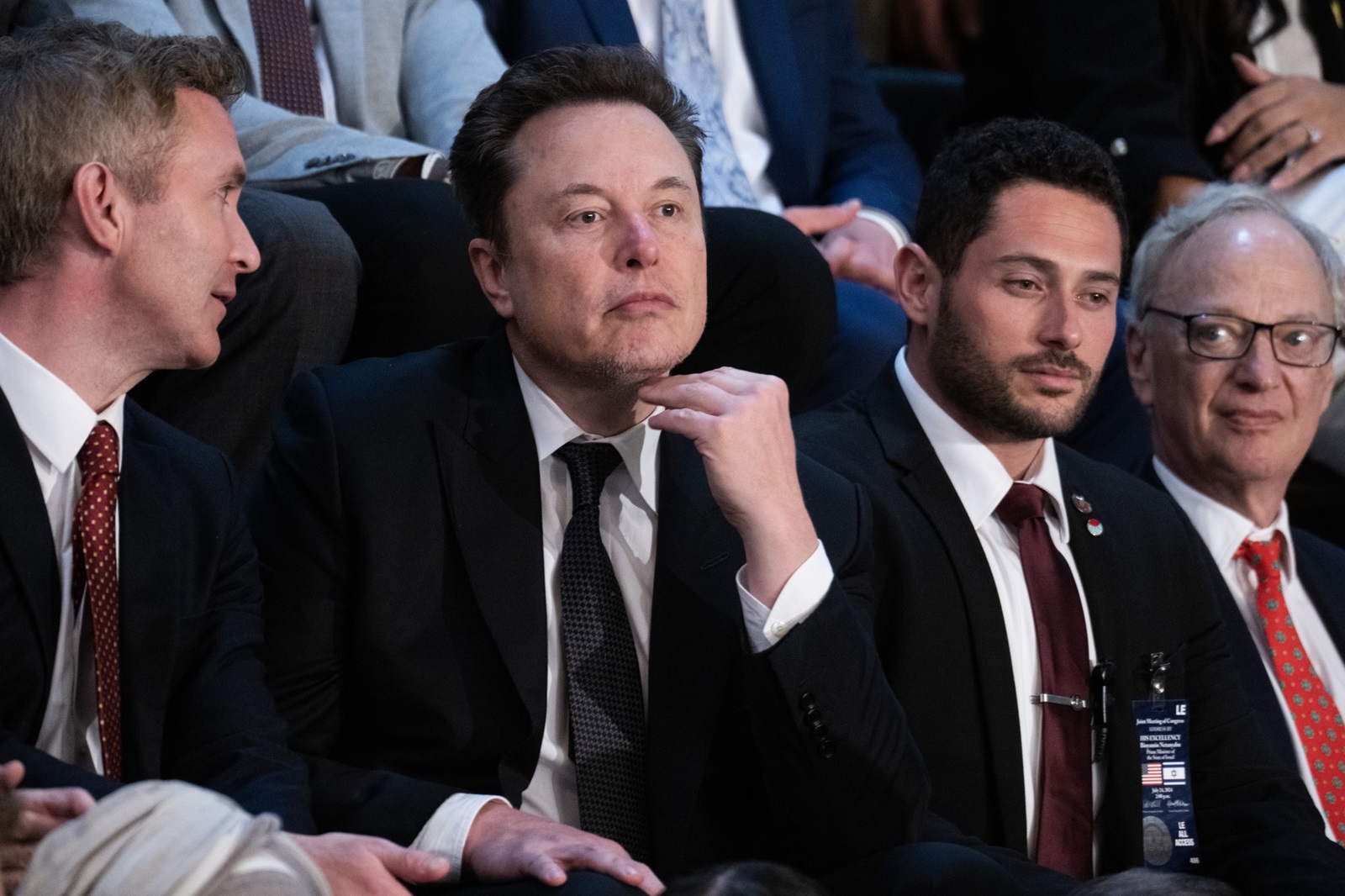 UNITED STATES - JULY 24: Elon Musk is seen during Israeli Prime Minister Benjamin Netanyahu’s address to a joint meeting of Congress in the House chamber of the U.S. Capitol on Wednesday, July 24, 2024. (Tom Williams/CQ Roll Call/Sipa USA),Image: 892669785, License: Rights-managed, Restrictions: *** World Rights *** Minimum Rates Apply in the US: $75 for Print, $20 for Web ***, Model Release: no, Credit line: CQ-Roll Call / ddp USA / Profimedia