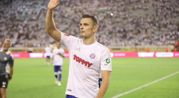 25.07.2024., Split - Prva utakmica drugog pretkola Konferencijske Lige: HNK Hajduk - HB Torshavn.Strijelac Filip Uremovic na zavrsetku utakmice. Photo: Ivo Cagalj/PIXSELL