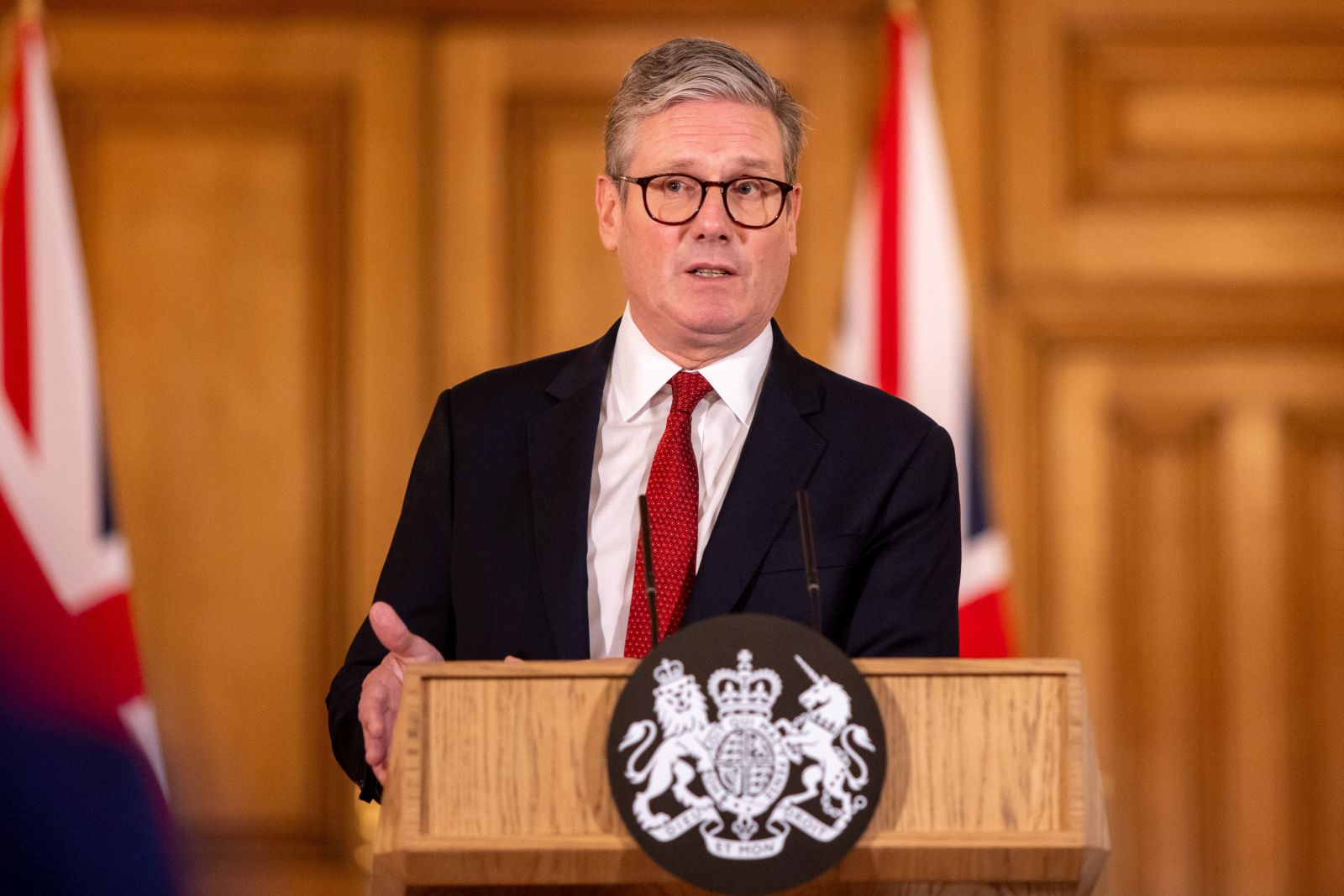 epa11516286 British Prime Minister Keir Starmer speaks during a news conference at Downing Street in London, Britain, 01 August 2024. Starmer warned social media companies that crimes were taking place 'on your premises' after violent disorder across Britain by far-right demonstrators this week appeared to be sparked by online misinformation.  EPA/BETTY LAURA ZAPATA / POOL