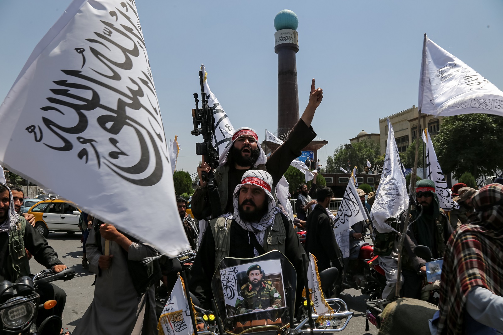 epa11548632 Supporters of the Taliban government mark the third anniversary of the Taliban takeover of the Afghan government in Kabul, Afghanistan, 14 August 2024. The Taliban seized control of Kabul on 15 August 2021, following the collapse of the US-backed government amidst the chaotic withdrawal of foreign troops. Despite their consolidation of power and claims of improved security, the Taliban government remains unrecognized internationally, facing criticism for severe restrictions on women and a worsening humanitarian crisis affecting 23.7 million Afghans in need of assistance.  EPA/SAMIULLAH POPAL