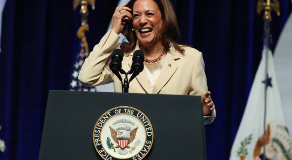 epa11494553 US Vice President Kamala Harris speaks during the Boule Social Justice Town Hall and Luncheon at the Zeta Phi Beta 2024 Grand Boule in Indianapolis, Indiana, USA, 24 July 2024. President Biden announced on 21 July that he would no longer seek re-election and endorsed Vice President Harris to be the Democratic presidential nominee for the US elections in November 2024.  EPA/BRIAN SPURLOCK