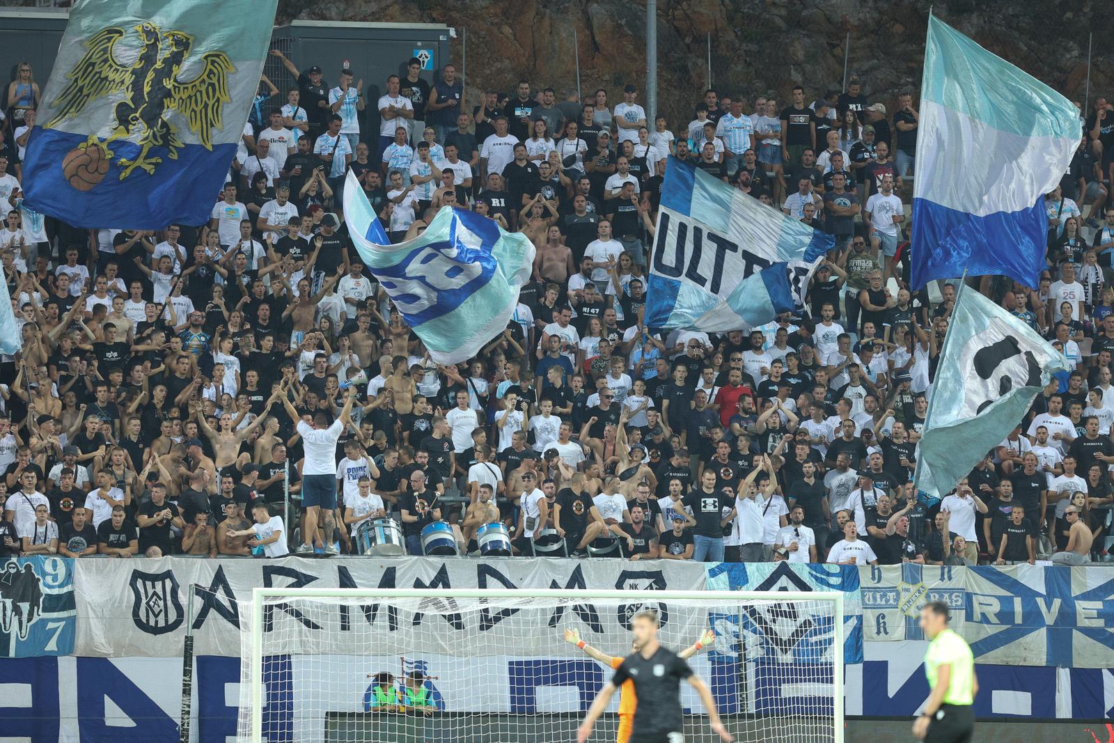 22.08.2024., stadion HNK Rijeka, Rijeka - Prva utakmica play-offa za ulazak u UEFA Konferencijsku ligu, HNK Rijeka - NK Olimpija. navijaci Rijeke, Armada Photo: Nel Pavletic/PIXSELL