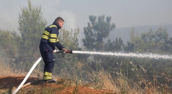 31.07.2024., Plastovo - Vatrogasci se bore s pozarom koji je zahvatio sumu na potezu mjesta Plastovo i Dubravica nedaleko nacionalnog parka Krka. Photo: Dusko Jaramaz/PIXSELL