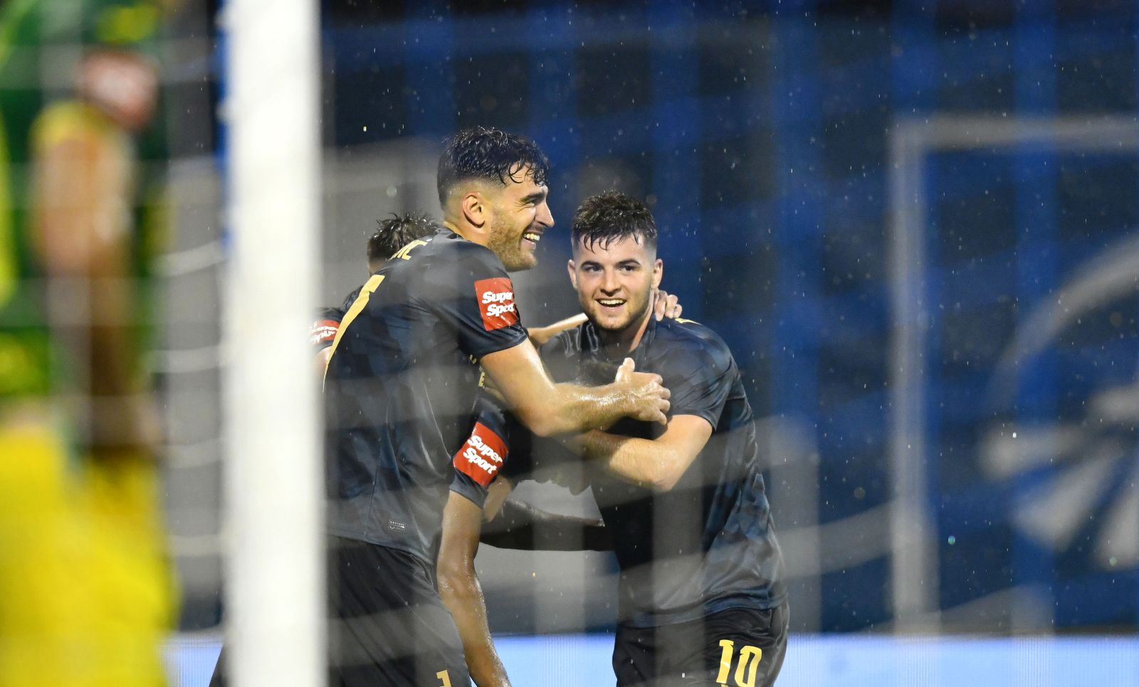 02.08.2024., stadion Maksimir, Zagreb - SuperSport HNL, 01. kolo, GNK Dinamo - NK Istra 1961. Slavlje nogometasa Dinama nakon pogotka Ronaela Pierrea-Gabriela za vodstvo 5:0. Sandro Kulenovic, Martin Baturina Photo: Josip Mikacic/PIXSELL