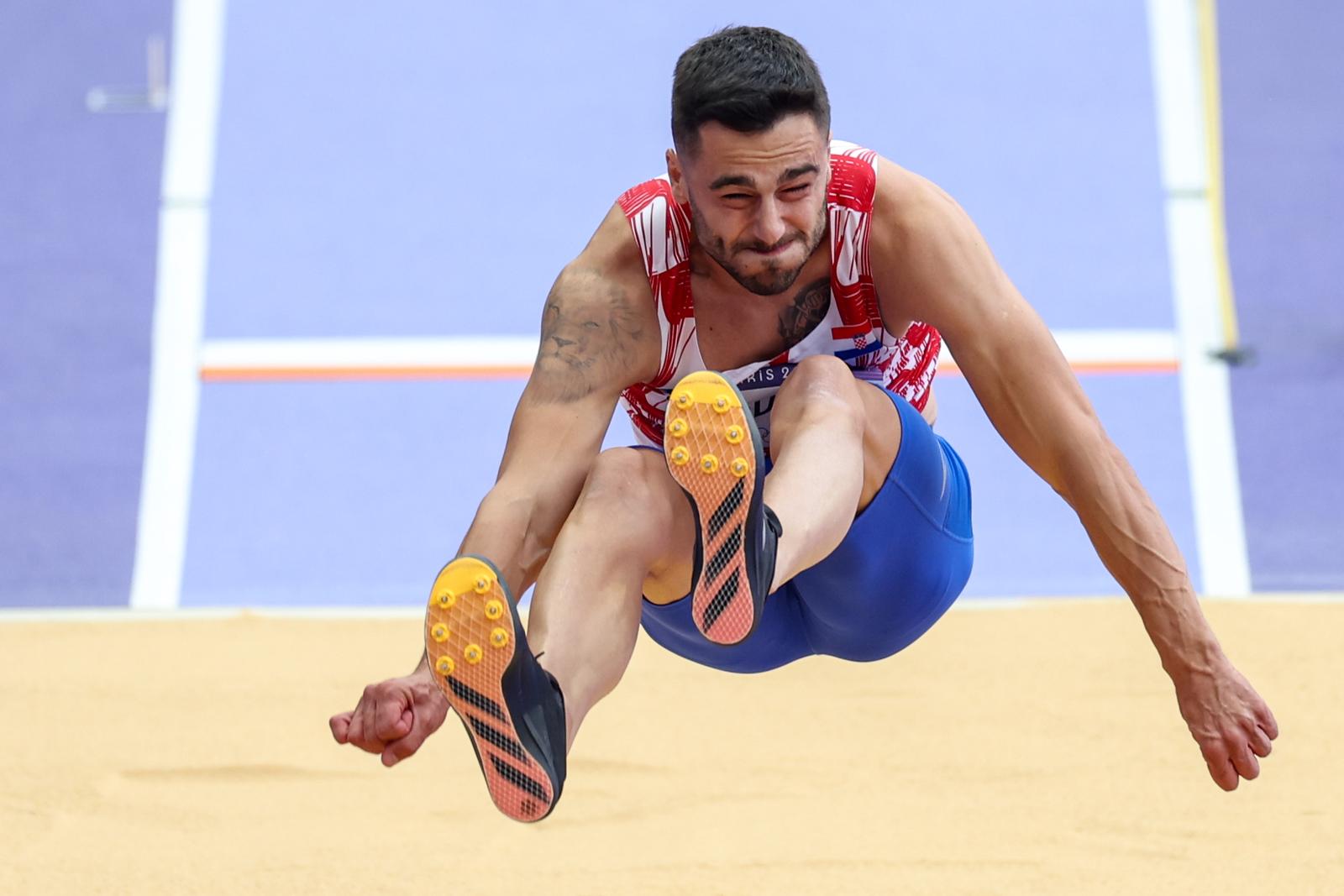 04.08.2024., Pariz, Francuska - XXXIII. Olimpijske igre Pariz 2024. Kvalifikacije skok u dalj muskarci, Filip Pravdica, Hrvatska. Photo: Igor Kralj/PIXSELL