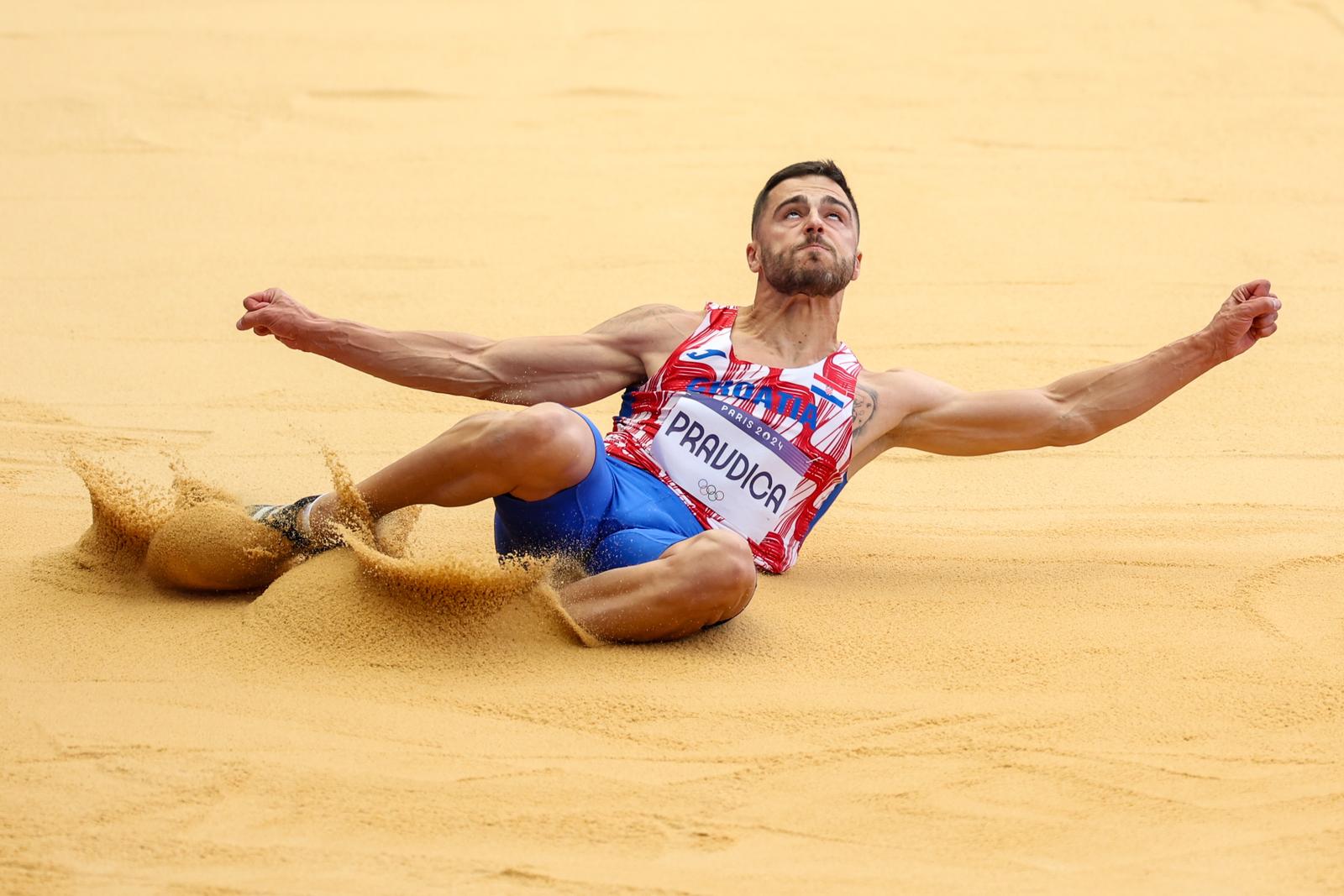 04.08.2024., Pariz, Francuska - XXXIII. Olimpijske igre Pariz 2024. Kvalifikacije skok u dalj muskarci, Filip Pravdica, Hrvatska. Photo: Igor Kralj/PIXSELL