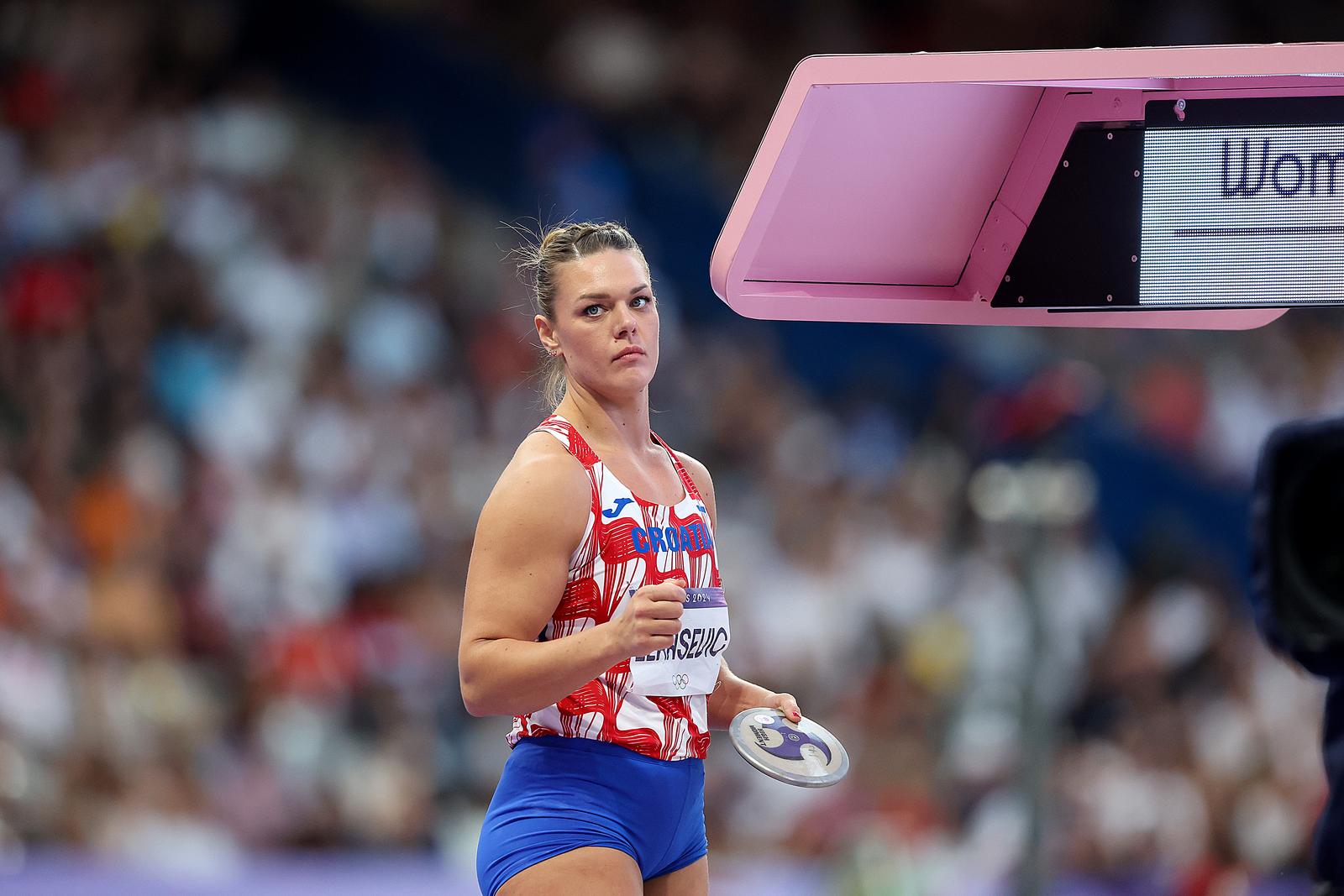 05.08.2024., Pariz, Francuska - XXXIII. Olimpijske igre Pariz 2024. Stade de France. Atletika, finale, disk, zene, Sandra Elkasevic. Photo: Igor Kralj/PIXSELL