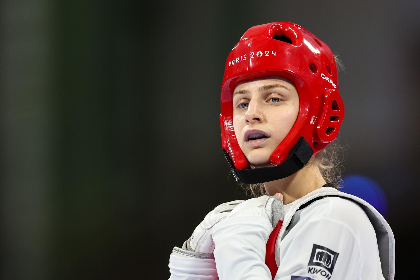 07.08.2024., Pariz, Francuska - XXXIII. Olimpijske igre Pariz 2024., Taekwondo, osmina finala, zene do 49kg, Lena Stojkovic, Hrvatska - Josipa Kafadar, Kanada. Photo: Igor Kralj/PIXSELL