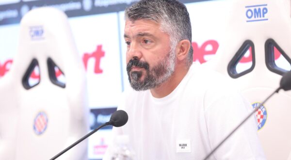 07.08.2024., Split - Konferencija za medije HNK-a Hajduk uoci prve utakmice 3. pretkola kvalifikacija za UEFA Konferencijsku ligu protiv MFK Ruzomberoka. trener Hajduka Gennaro Gattuso Photo: Ivo Cagalj/PIXSELL