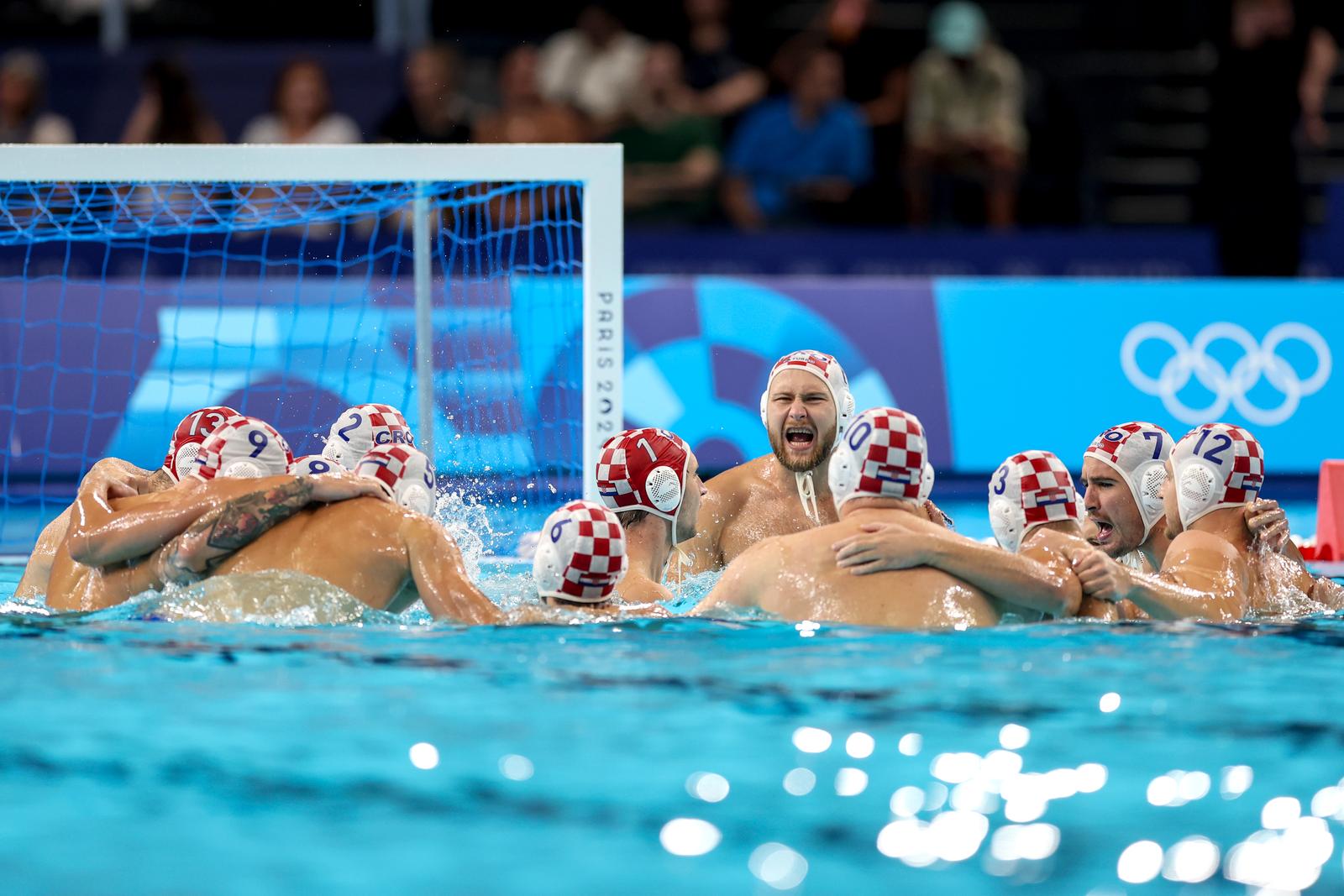 07.08.2024., Pariz, Francuska - XXXIII. Olimpijske igre Pariz 2024. Vaterpolo cetvrtfinalna utakmica, Hrvatska - Spanjolska. Momcad Hrvatske Photo: Igor Kralj/PIXSELL