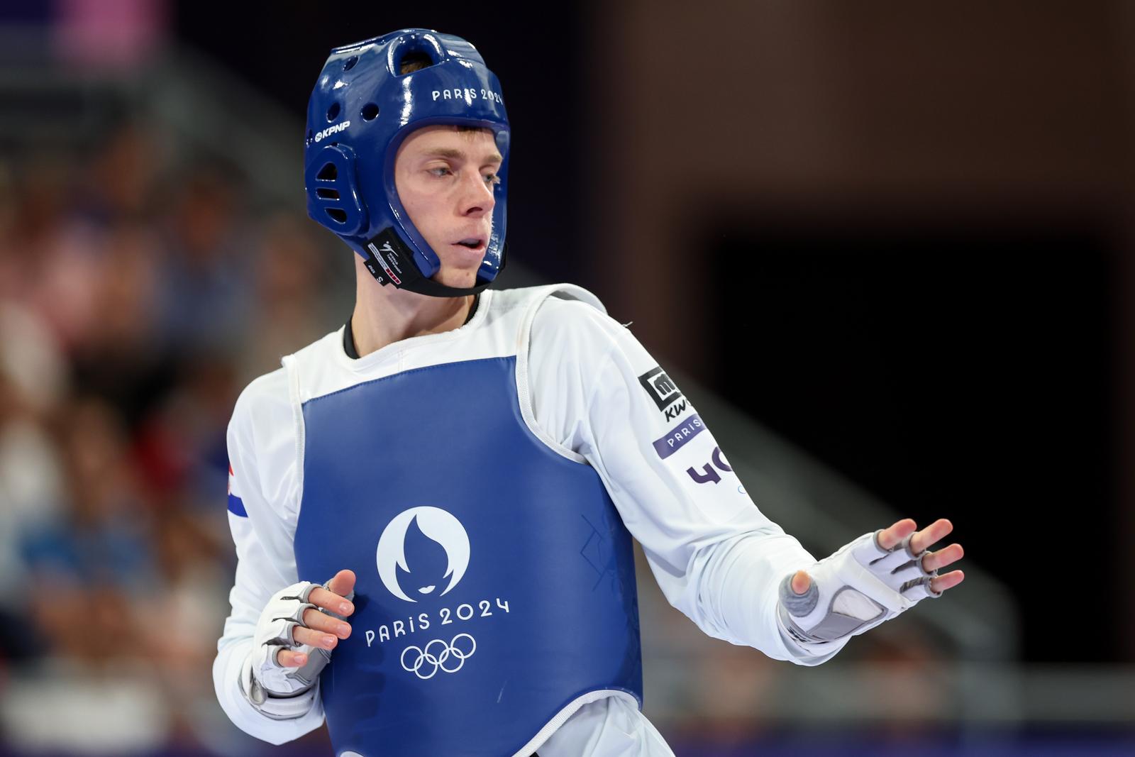 08.08.2024., Pariz, Francuska - XXXIII. Olimpijske igre Pariz 2024. Taekwondo, osmina finala, muskarci do 68kg, Marko Golubic, Hrvatska - Bernardo Pie, Dominikanska Republika. Photo: Igor Kralj/PIXSELL