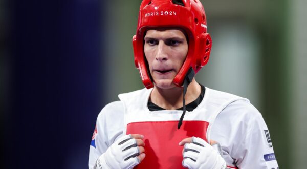 10.08.2024., Pariz, Francuska - XXXIII. Olimpijske igre Pariz 2024. Taekwondo, cetvrtfinale, muskarci preko 80kg, Richard Andre Ordemann, Norveska - Ivan Sapina, Hrvatska. Photo: Igor Kralj/PIXSELL