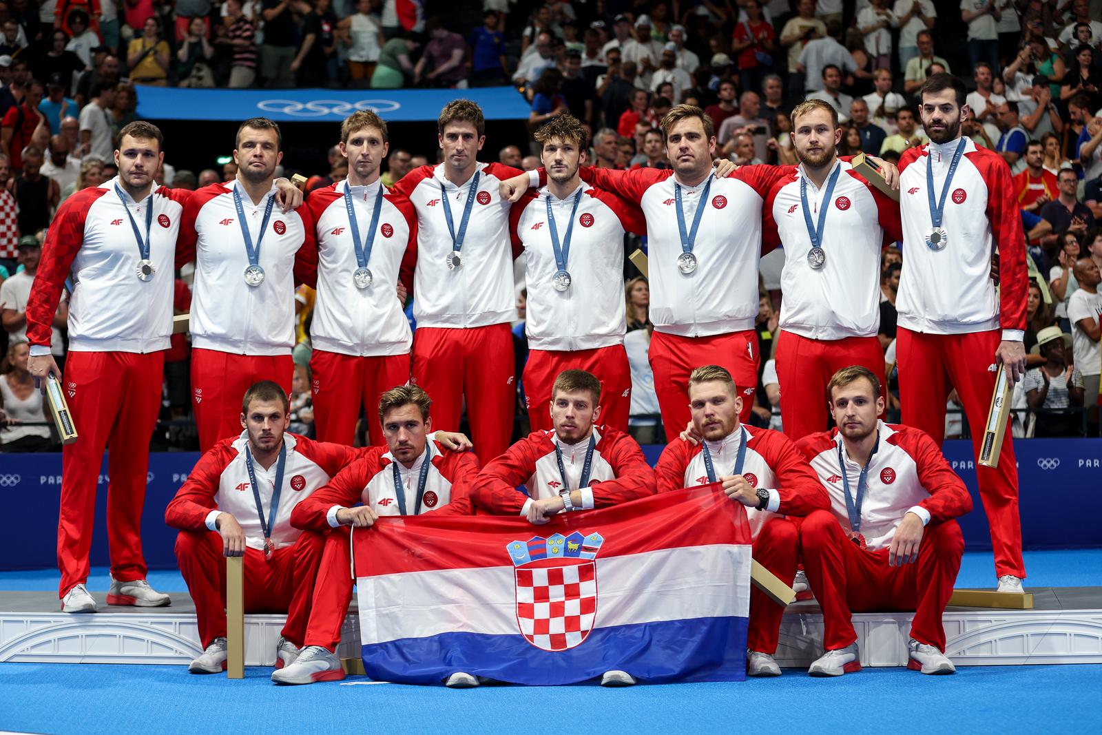 11.08.2024., Pariz, Francuska - XXXIII. Olimpijske igre Pariz 2024. Dodjela medalja u vaterpolskom tuniru koji je osvojila Srbija, Hrvatska je zavrsila druga a Amerika treca. Photo: Igor Kralj/PIXSELL