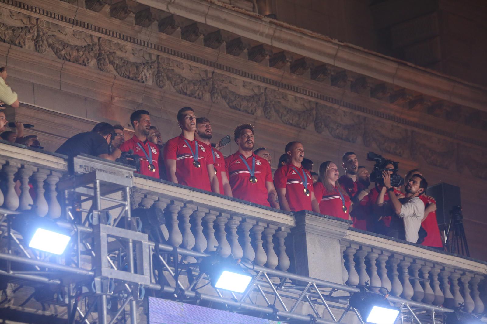 12, August, 2024, Belgrade - In front of the Assembly of the City of Belgrade, a traditional, solemn reception was organized for Serbian Olympians who won medals at the Olympic Games in Paris. Photo: F.S./ATAImages

12, avgust, 2024, Beograd - Ispred Skupstine grada Beograda organizovan je tradicionalni, svecani docek srpskih olimpijaca koji su na Olimpijskim igrama u Parizu osvojili medalje. Photo: F.S./ATAImages Photo: F.S./ATAImages/PIXSELL