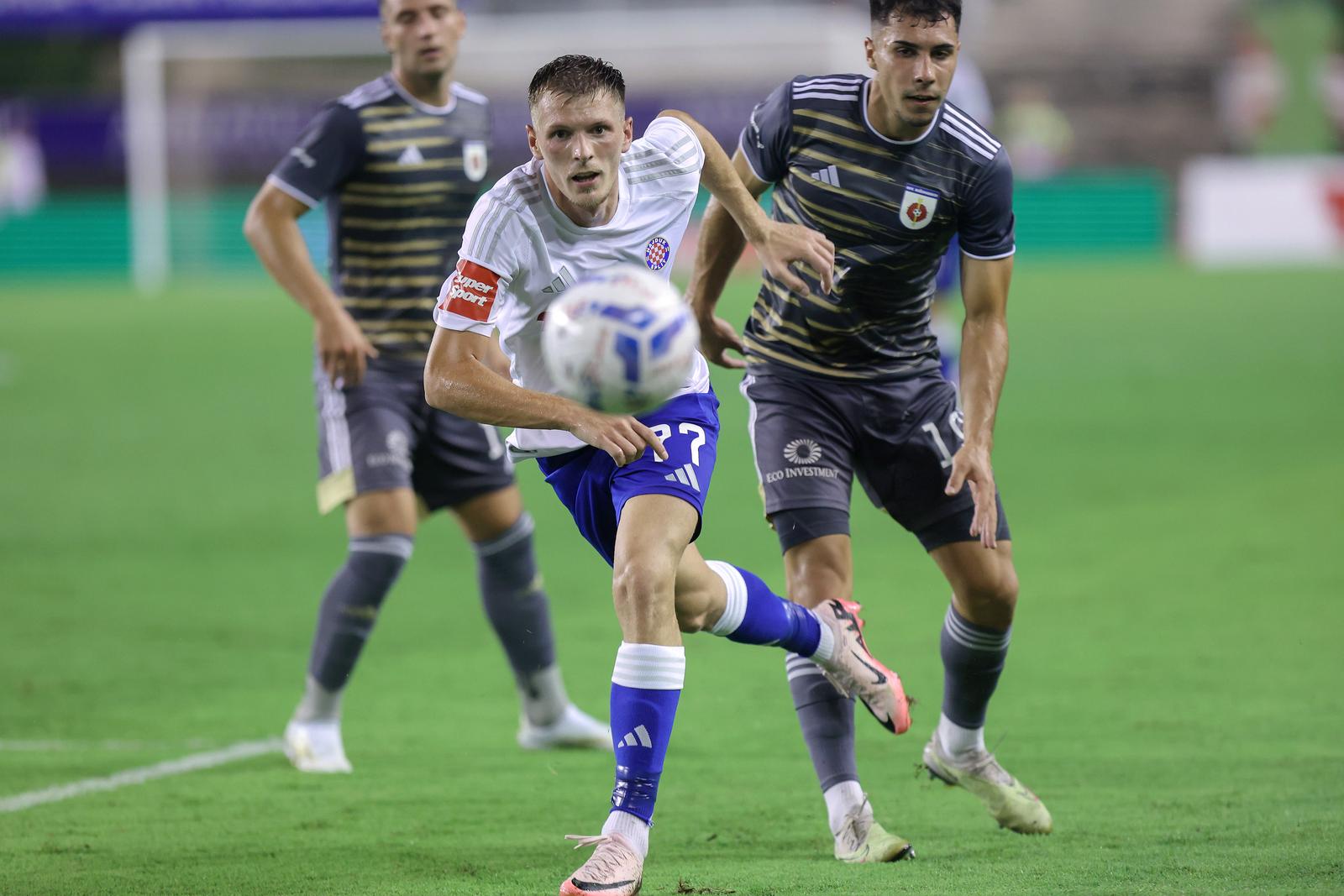 15.08.2024., stadion Poljud, Split - Uzvratna utakmica 3. pretkola kvalifikacija za UEFA Konferencijsku ligu, HNK Hajduk - MFK Ruzomberok. Emir Sahiti Photo: Ivana Ivanovic/PIXSELL