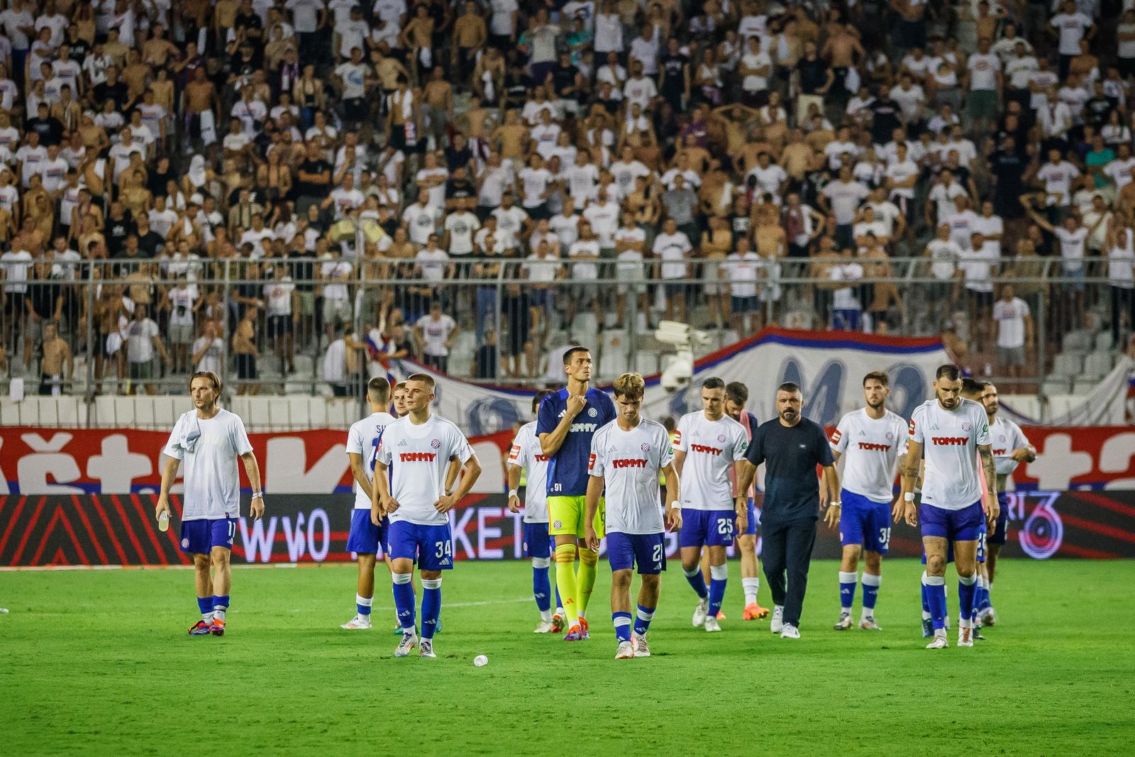 15.08.2024., stadion Poljud, Split - Uzvratna utakmica 3. pretkola kvalifikacija za UEFA Konferencijsku ligu, HNK Hajduk - MFK Ruzomberok. Photo: Zvonimir Barisin/PIXSELL