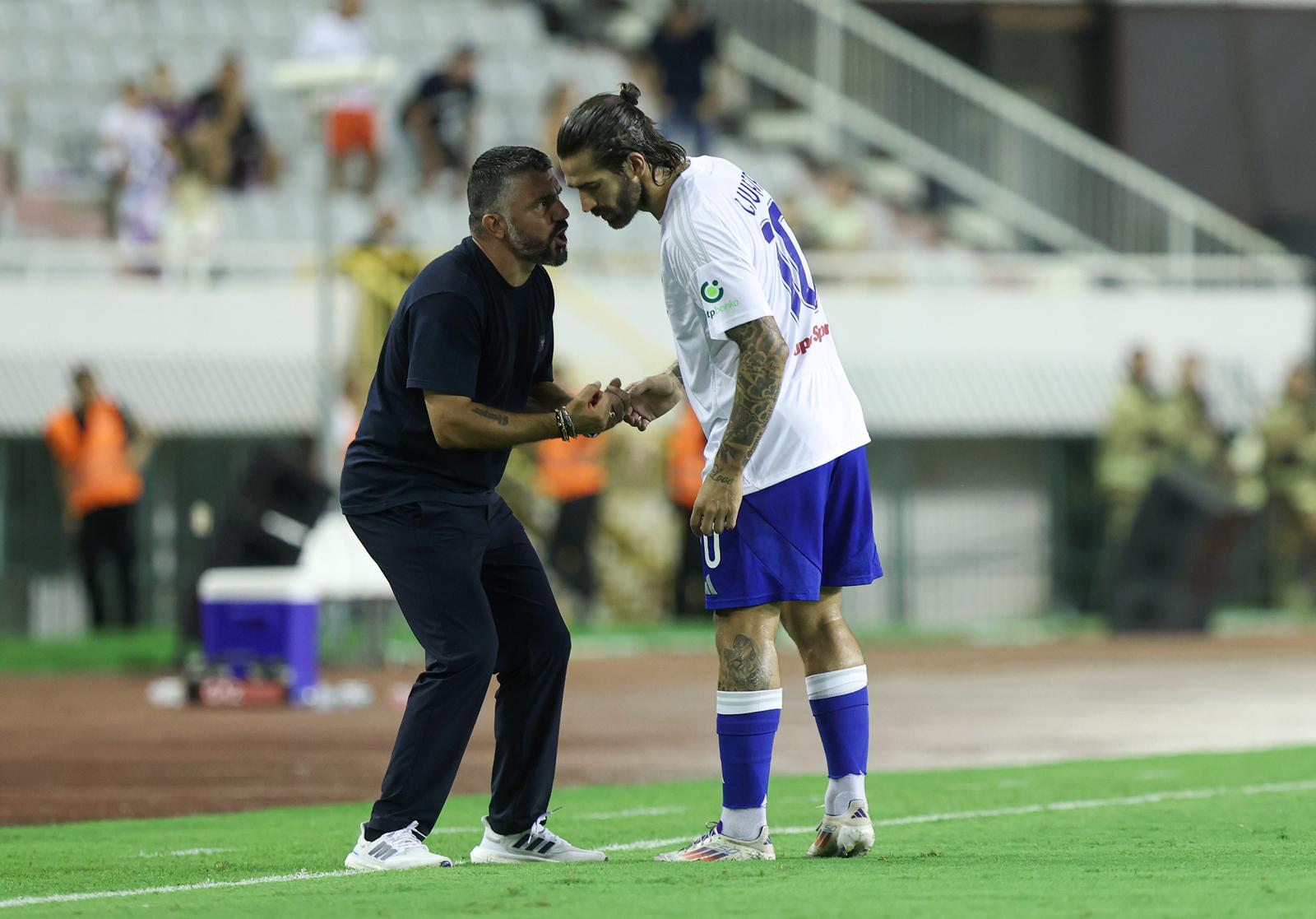 18.08.2024., stadion Poljud, Split - SuperSport HNL, 03. kolo, HNK Hajduk - NK Varazdin. trener Hajduka Gennaro Gattuso, Marko Livaja Photo: Ivana Ivanovic/PIXSELL