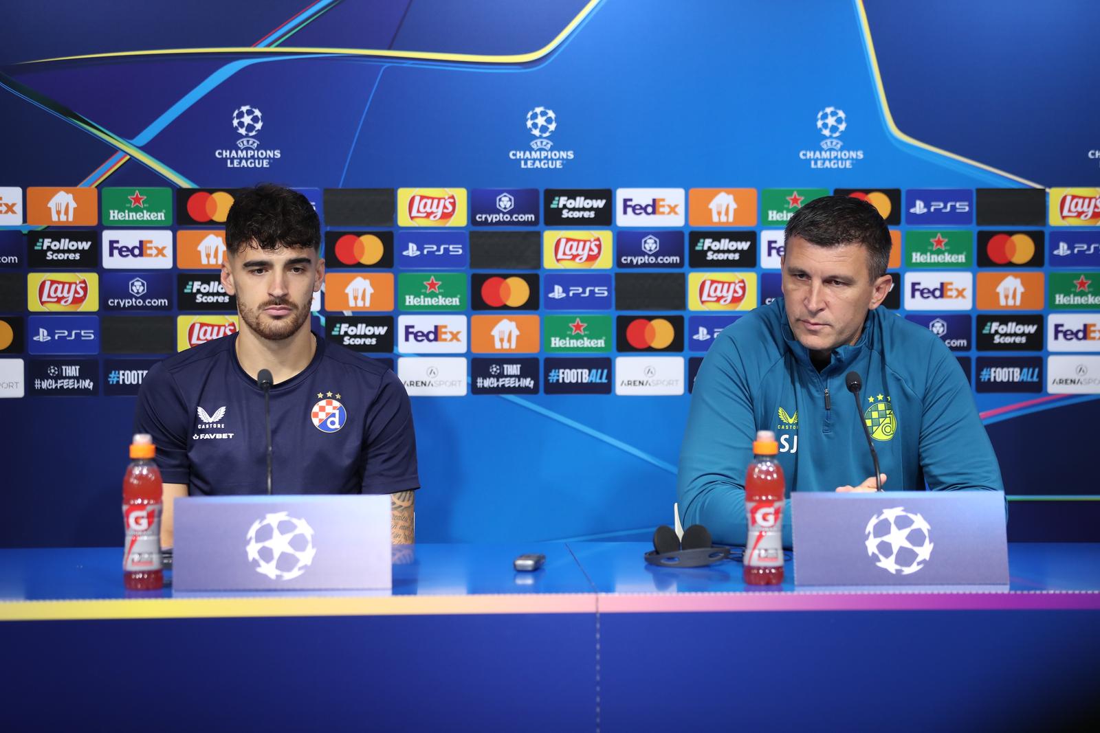 19.08.2024., Zagreb - Igrac Dinama Sandro Kulenovic i trener Dinama Sergej Jakirovic na konferenciji za medije uoci sutrasnje utakmice play-offa za ulazak u UEFA Ligu prvaka izmedju GNK Dinamo i Qaraga. Photo: Slavko Midzor/PIXSELL