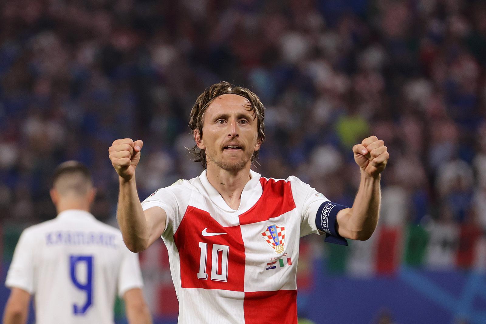 24.06.2024., stadion Leipzig, Leipzig, Njemacka - Europsko prvenstvo 2024., skupina B, 3. kolo, Hrvatska - Italija. Luka Modric zabio gol za 1-0.  Photo: Luka stanzl/PIXSELL