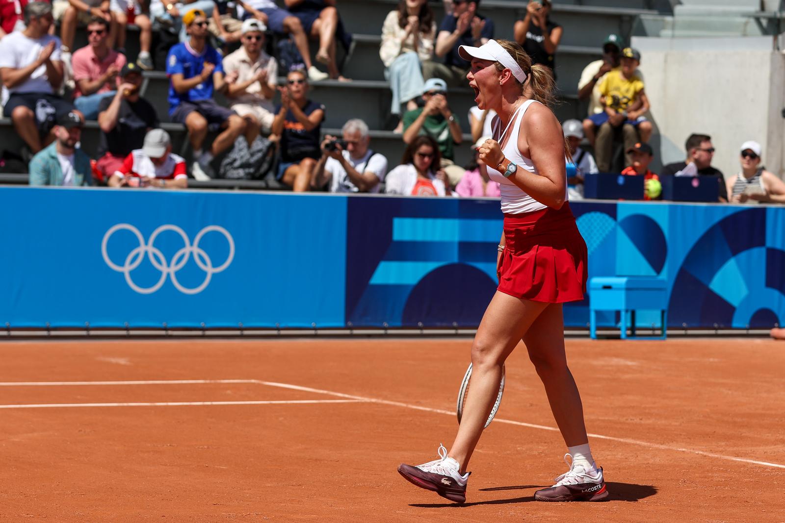 28.07.2024., Pariz, Francuska - XXXIII. Olimpijske igre Pariz 2024. Prvo kolo tenis, zene, Dona Vekic, Hrvatska - Lucia Bronzetti, Italija. Photo: Igor Kralj/PIXSELL