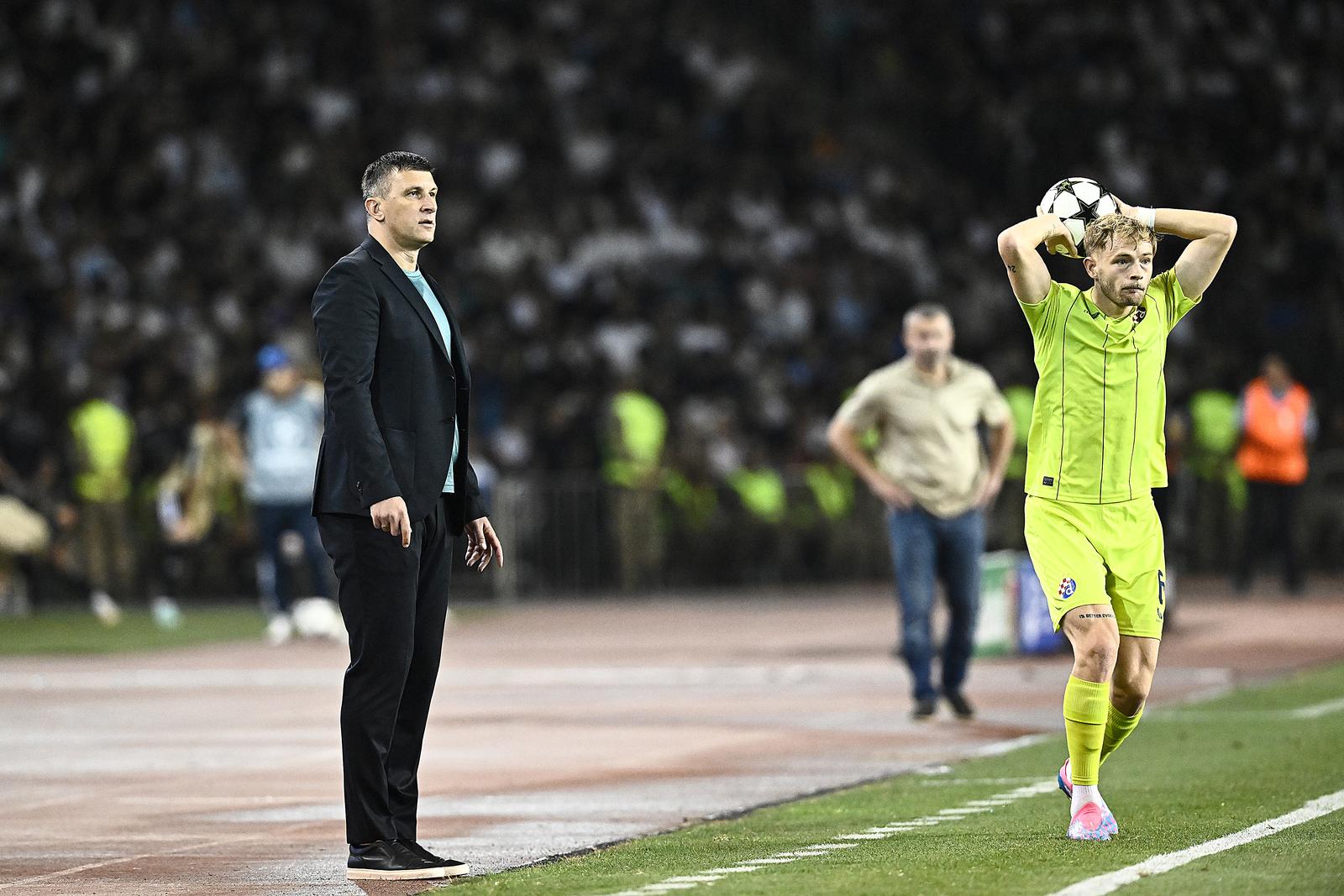 28.08.2024., Baku, Azerbajdzan - Uzvratna utakmica doigravanja UEFA Lige prvaka, Qarabag FK- GNK Dinamo. Trener Dinama Sergej Jakirovic, Takuya Ogiwara.  Photo: Marko Lukunic/PIXSELL