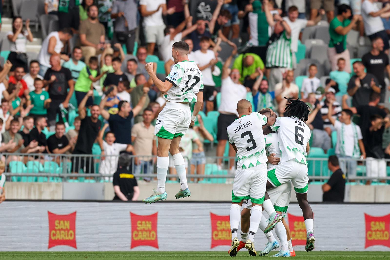 29.08.2024., Ljubljana, nogometni stadion Stozice - Uzvratni susret doigravanja za Konferencijsku ligu, NK Olimpija - HNK Rijeka.  Photo: Matija Habljak/PIXSELL