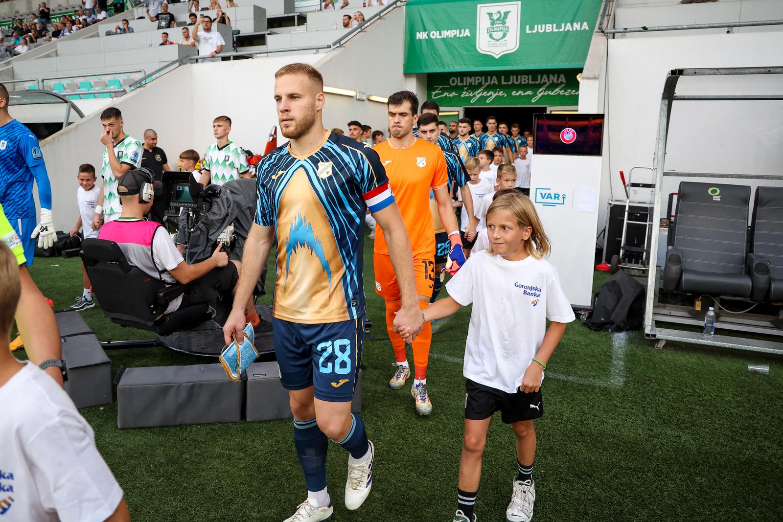 29.08.2024., Ljubljana, nogometni stadion Stozice - Uzvratni susret doigravanja za Konferencijsku ligu, NK Olimpija - HNK Rijeka. Ivan Smolcic Photo: Matija Habljak/PIXSELL