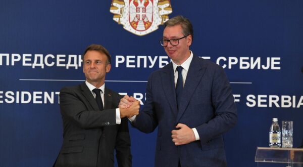 29, August, 2024, Beograd - Statements for the media by the President of the Republic of Serbia, Aleksandar Vucic, and the President of the Republic of France, Emmanuel Macron. Emmanuel Jean-Michel Frédéric Macron, Aleksandar Vucic. Photo: R.Z./ATAImages

29, avgust, 2024, Beograd - Izjave za medije predsednika Republike Srbije Aleksandra Vucica i predsednika Republike Francuske Emanuela Makrona. Photo: R.Z./ATAImages Photo: R.Z./ATAImages/PIXSELL