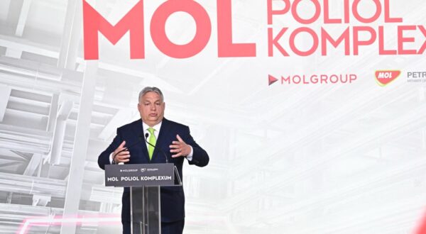 Hungarian Prime Minister Viktor Orban gives a speech to inaugurate Hungarian oil company Mol Group's new polyol complex near Tiszaujvaros, a town about 160 km from the Hungarian capital Budapest, on May 14, 2024. The petrochemical plant is set to produce around 200,000 tons of polyols per year. The Hungarian government subsidised the 1.3 billion development through tax allowance and investment grants.,Image: 872826382, License: Rights-managed, Restrictions: , Model Release: no, Credit line: Attila KISBENEDEK / AFP / Profimedia