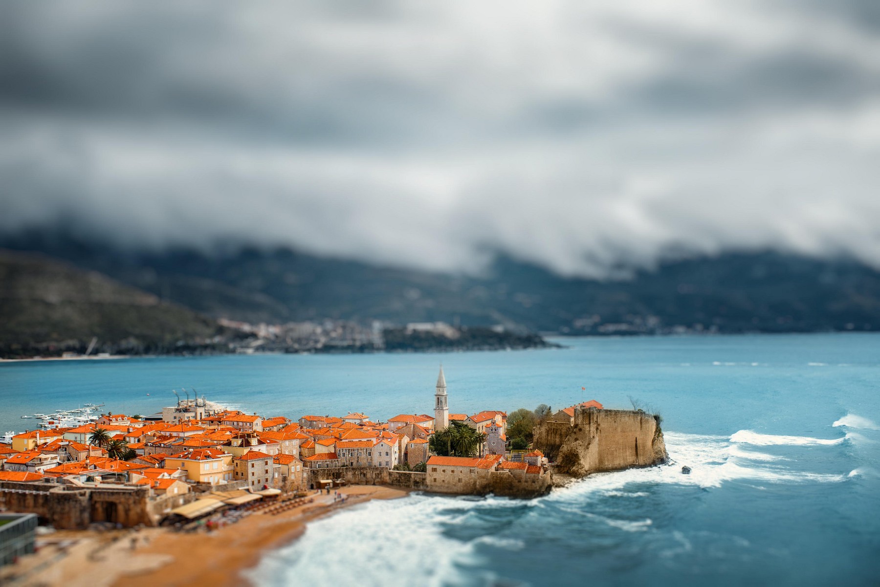 Budva old city top view at cloudy stormy weather in Montenegro,Image: 249841882, License: Royalty-free, Restrictions: , Model Release: no, Credit line: Olena Kachmar / Alamy / Alamy / Profimedia