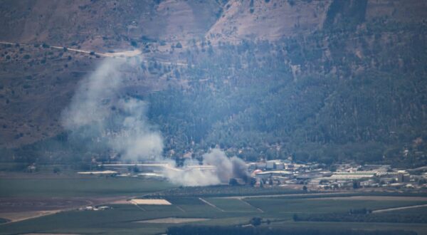 KIRYAT SHMONA, ISRAEL - AUGUST 04: Smoke rises after rockets fired from southern Lebanon hits Kiryat Shmona, Israel on August 04, 2024. Mostafa Alkharouf / Anadolu/ABACAPRESS.COM