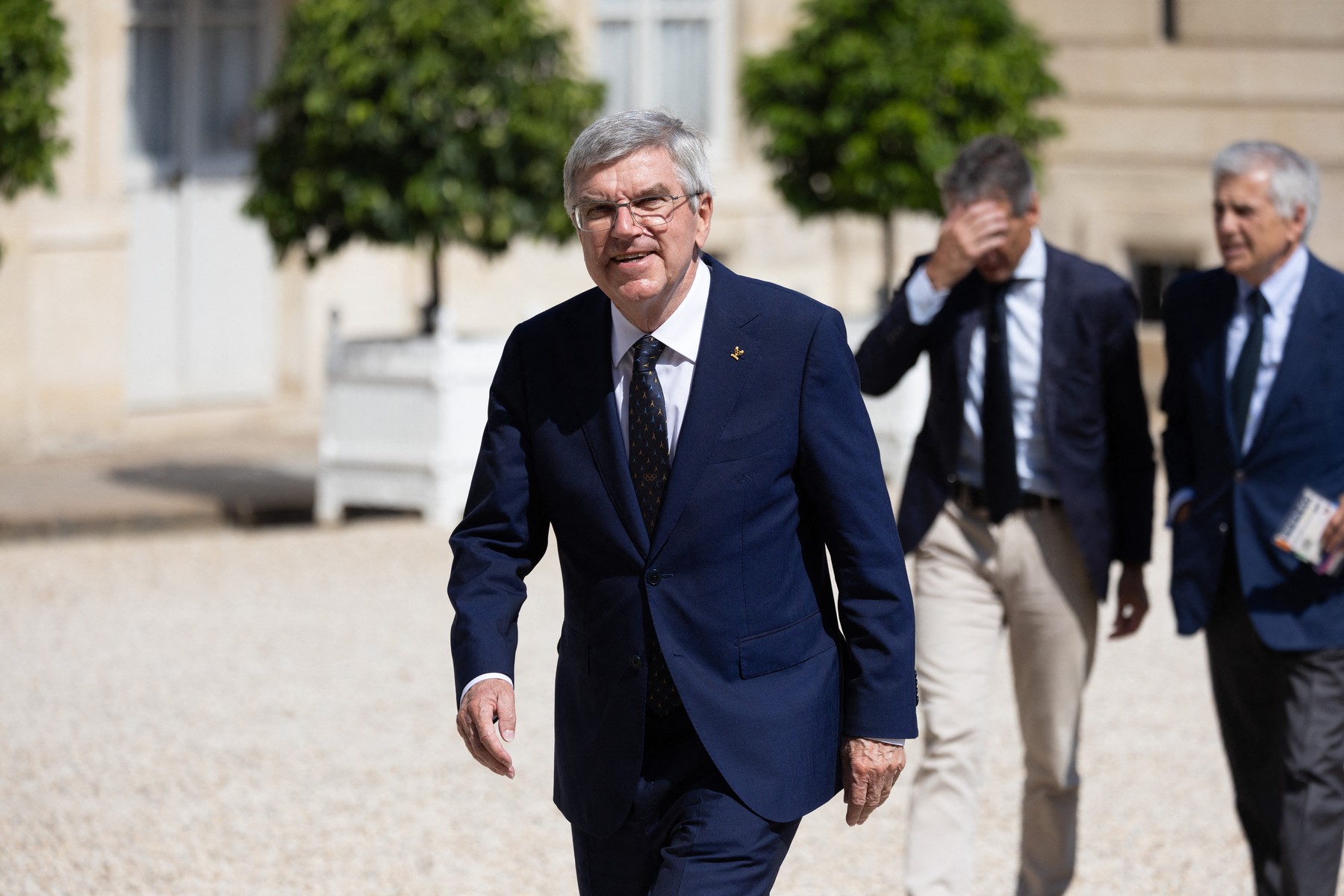 International Olympic Committee (IOC) President Thomas Bach attend a meeting held by French President for stakeholders who contributed to the organising and hosting of the 2024 Paris Olympic Games at the Elysee Palace in Paris, France, August 12, 2024.,Image: 897993692, License: Rights-managed, Restrictions: , Model Release: no, Credit line: Lafargue Raphael/ABACA / Abaca Press / Profimedia