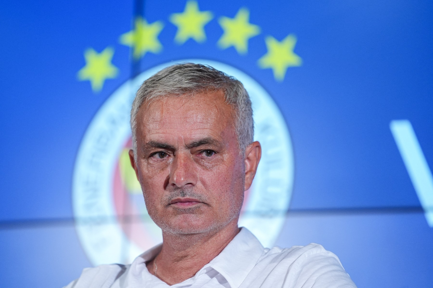 ISTANBUL, TURKIYE - AUGUST 13: Fenerbahce's head coach Jose Mourinho holds a press conference following the UEFA Champions League 3rd qualifying second-leg football match between Fenerbahce and Lille at Ulker Stadium in Istanbul, Turkiye on August 13, 2024. Cemal Yurttas / Anadolu/ABACAPRESS.COM,Image: 898400939, License: Rights-managed, Restrictions: , Model Release: no, Credit line: AA/ABACA / Abaca Press / Profimedia