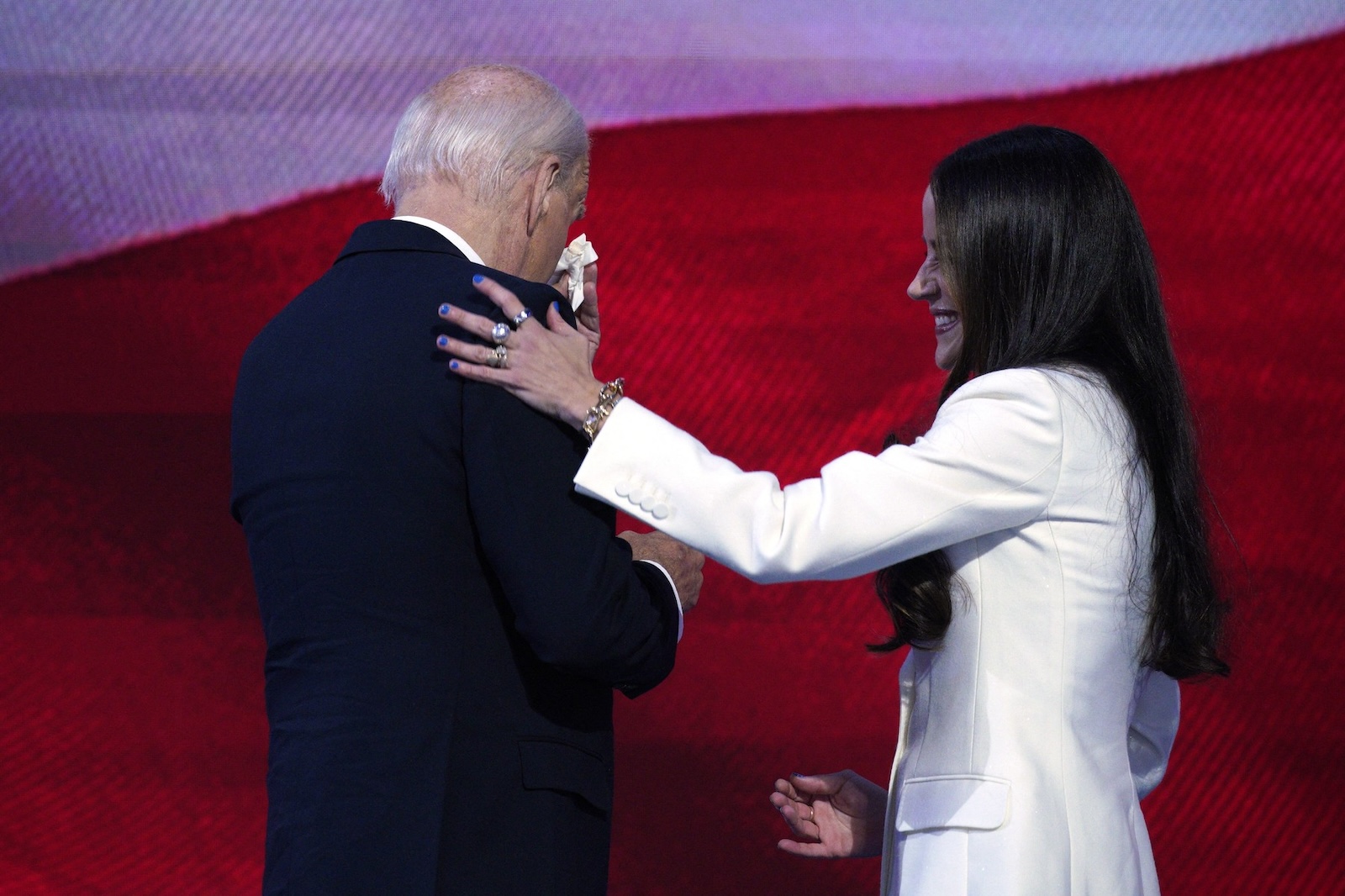 US President Joe Biden with his daughter Ashley Biden during the day one of the Democratic National Convention (DNC) at the United Center in Chicago, Illinois on August 19, 2024. Photo by Yuri Gripas/ABACAPRESS.COM