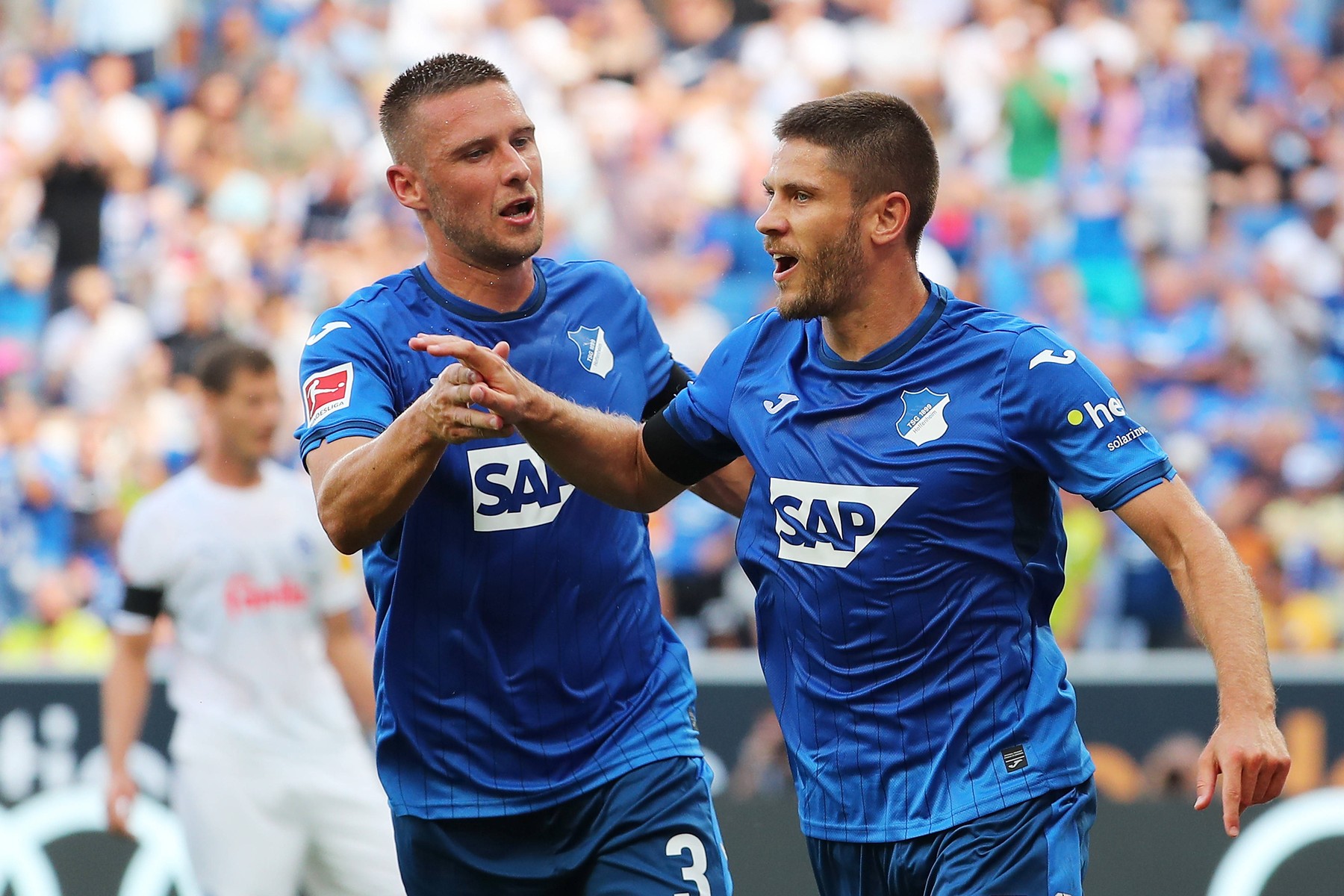 24.08.2024, xtvx, Fussball 1.Bundesliga, TSG 1899 Hoffenheim - Holstein Kiel emspor, v.l. Goal scored, Tor zum 2:0 Andrej Kramaric TSG 1899 Hoffenheim Torjubel, Goal celebration, celebrate the goal, celebrates scoring Pavel Kaderabek TSG 1899 Hoffenheim Andrej Kramaric TSG 1899 Hoffenheim DFL/DFB REGULATIONS PROHIBIT ANY USE OF PHOTOGRAPHS as IMAGE SEQUENCES and/or QUASI-VIDEO Sinsheim *** 24 08 2024, xtvx, Soccer 1 Bundesliga, TSG 1899 Hoffenheim Holstein Kiel emspor, v l Goal scored, goal to 2 0 Andrej Kramaric TSG 1899 Hoffenheim goal celebration, Goal celebration, celebrate the goal, celebrates scoring Pavel Kaderabek TSG 1899 Hoffenheim Andrej Kramaric TSG 1899 Hoffenheim DFL DFB REGULATIONS PROHIBIT ANY USE OF PHOTOGRAPHS as IMAGE SEQUENCES and or QUASI VIDEO Sinsheim,Image: 901236046, License: Rights-managed, Restrictions: , Model Release: no, Credit line: Thomas Voelker / imago sportfotodienst / Profimedia