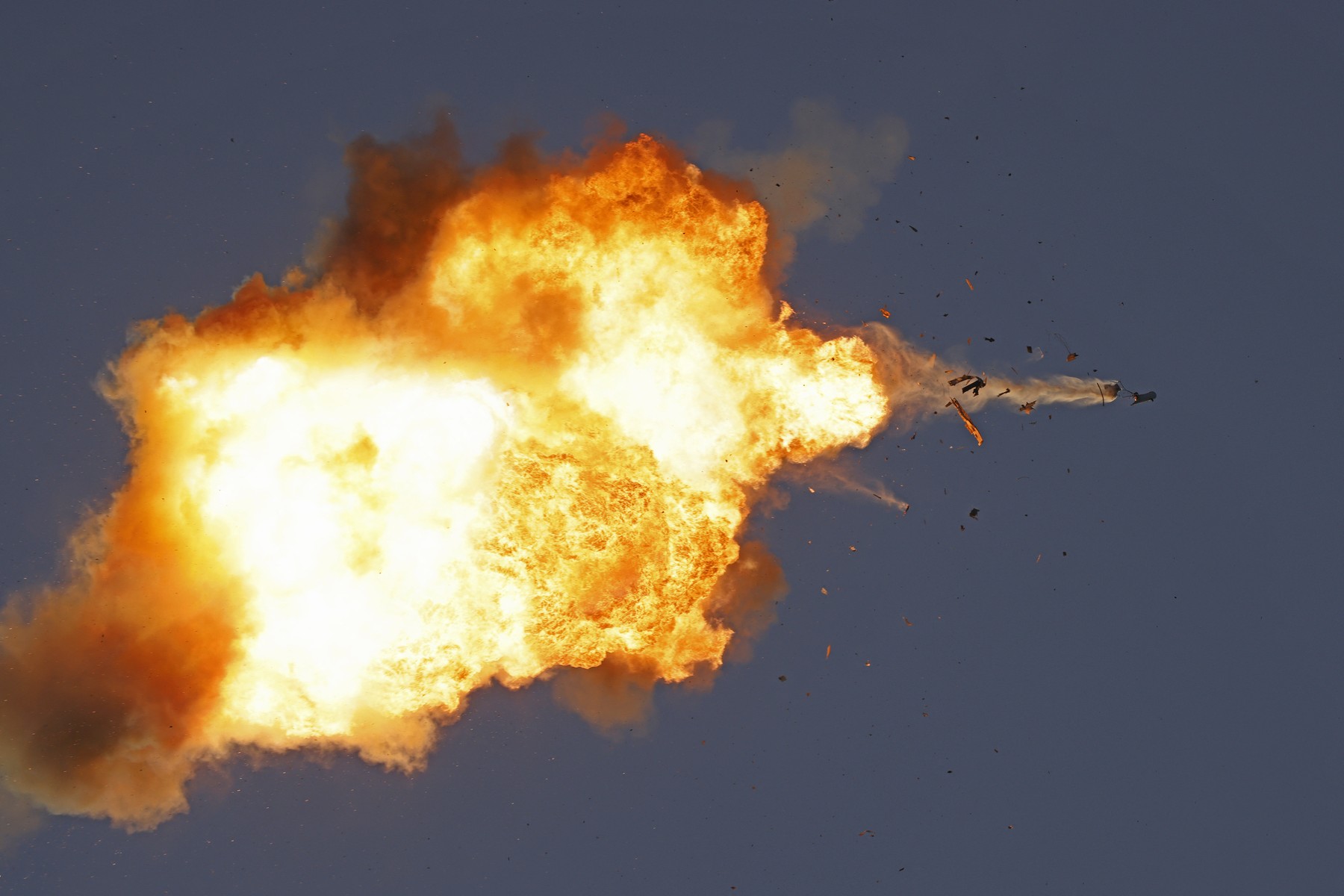 This photo taken from a position in northern Israel shows a Hezbollah UAV intercepted by Israeli air forces over north Israel on August 25, 2024. The Israeli military announced early August 25, 2024 that it was conducting pre-emptive strikes in Lebanon after detecting preparations for "large-scale" attacks by the Iran-backed militant group Hezbollah. Hezbollah said Sunday it had launched more than 320 rockets at Israel overnight, targeting a string of military positions, even as Israel's military said it was carrying out pre-emptive strikes against the group.,Image: 901376931, License: Rights-managed, Restrictions: , Model Release: no, Credit line: Jalaa MAREY / AFP / Profimedia