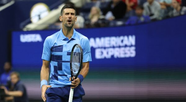 Serbia's Novak Djokovic reacts during his men's singles first round tennis match against Moldova's Radu Albot on day one of the US Open tennis tournament at the USTA Billie Jean King National Tennis Center in New York City, on August 26, 2024.,Image: 901725601, License: Rights-managed, Restrictions: , Model Release: no, Credit line: CHARLY TRIBALLEAU / AFP / Profimedia