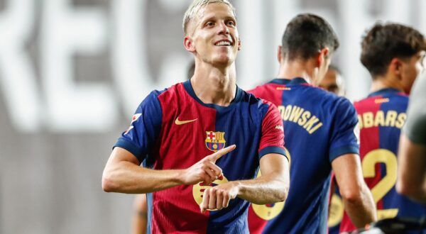 Dani Olmo of FC Barcelona celebrates a goal 1-2 during the Spanish championship La Liga football match between Rayo Vallecano and FC Barcelona on 27 August 2024 at Vallecas stadium in Madrid, Spain - Photo Irina R Hipolito / Spain DPPI / DPPI,Image: 902048310, License: Rights-managed, Restrictions: Hungary Out, Model Release: no, Credit line: Irina R Hipolito / AFP / Profimedia