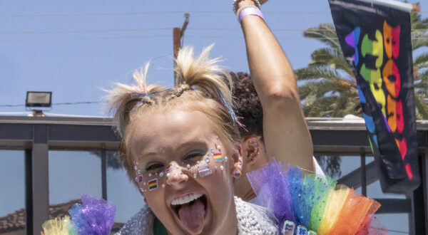 Singer JoJo Siwa headlines the inaugural WeHo Pride Parade in West Hollywood, Calif., on Sunday, June 5, 2022. (AP Photo/Damian Dovarganes)